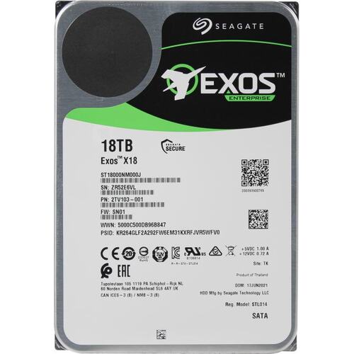 Жесткий диск 18Tb Seagate ST18000NM000J (SATA 6Gb/s, 7200 rpm, 256Mb) Exos X18