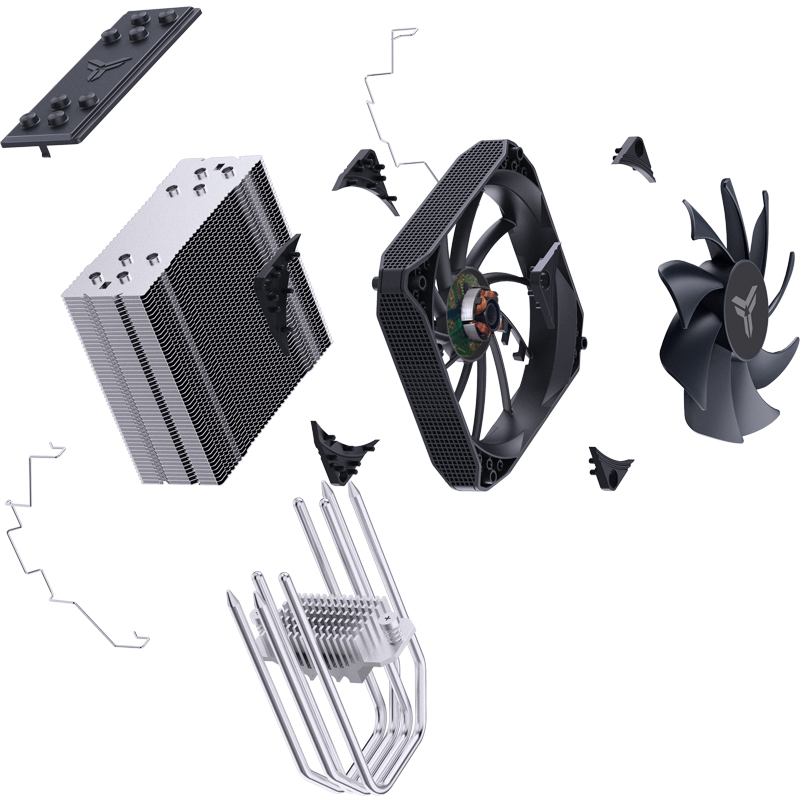 Кулер JONSBO PISA A4 Grey LGA1700/1200/115X/AM5/AM4 (12шт/кор, TDP 250W, PWM, 120mm Black Fan, 4 тепловых трубок, 4-pin) Retail