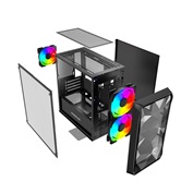 Корпус Powercase Mistral Micro A3B ARGB, Tempered Glass, 2x 140mm ARGB PWM+1x 120mm ARGB PWM, чёрный, mATX  (CMMAB-A3)