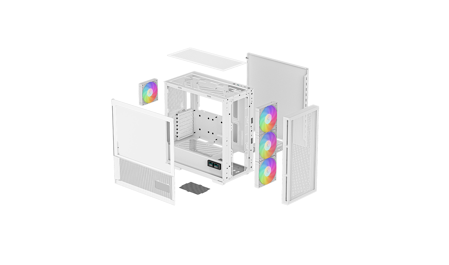 Корпус Deepcool CH560 DIGITAL WH без БП, боковое окно (закаленное стекло), 3x140мм ARGB вентилятор спереди и 1x120мм ARGB вентилятор сзади, белый, ATX