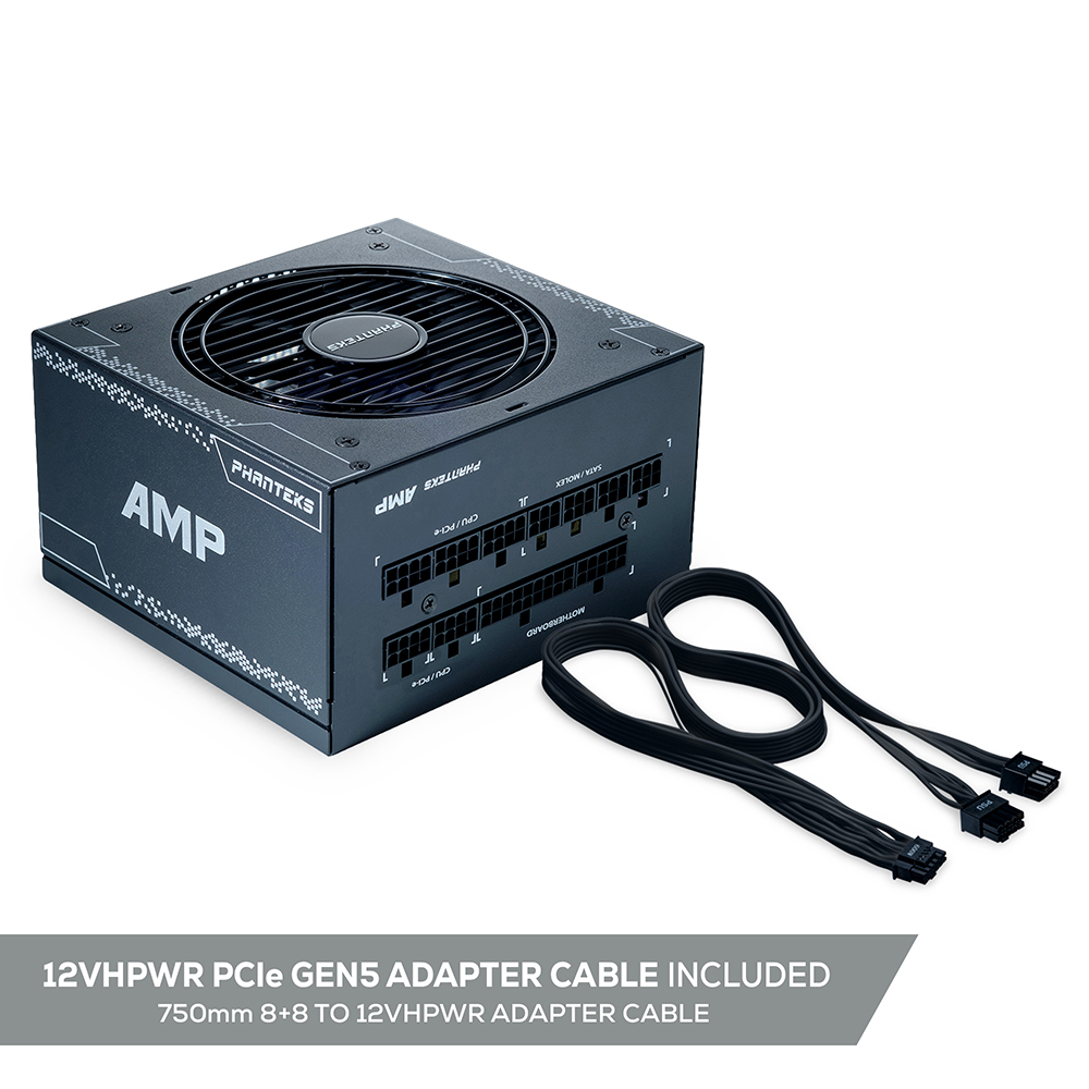 Блок питания PHANTEKS AMP 1000W Black (16 pin adapter, Active PFC, 120mm Fan, Japanese Capacitors, 80 PLUS Gold, Fully Modular) [PH-P1000G_BK02] Retail