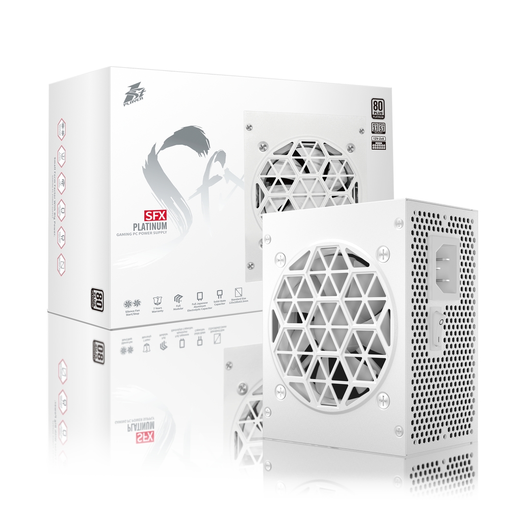 Блок питания 1STPLAYER SFX 750W PLATINUM White / SFX, APFC, 80 PLUS Platinum, LLC+DC-DC, full Japan solid-state caps, 80mm fan, full modular / PS-750SFX-WH