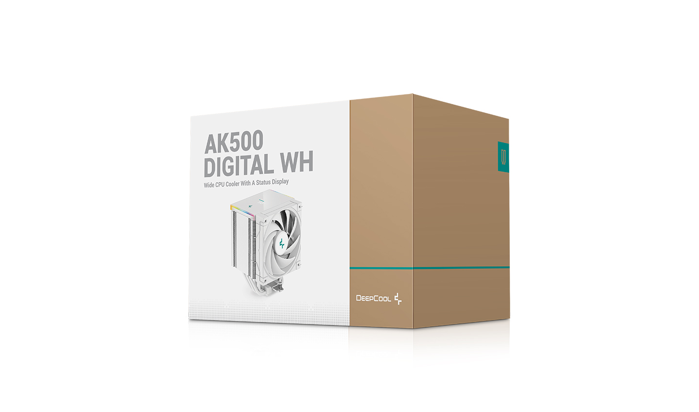 Кулер DEEPCOOL AK500 DIGITAL WH LGA20XX/1700/1200/115X/AM5/AM4 (9шт/кор, TDP 240W, PWM, Fan 120mm, 5 тепл. трубок, Copper Base, белый) RET