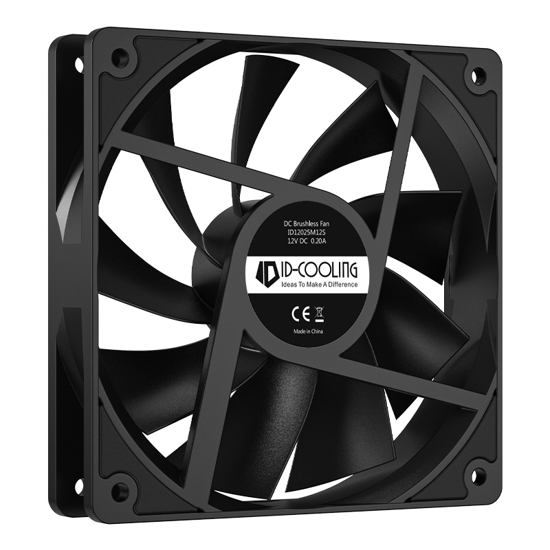 Вентилятор ID-COOLING XF-120-K 120x120x25мм (60шт./кор, PWM, Low Noise, резиновые углы, 700-1800об/мин, черный)  BOX