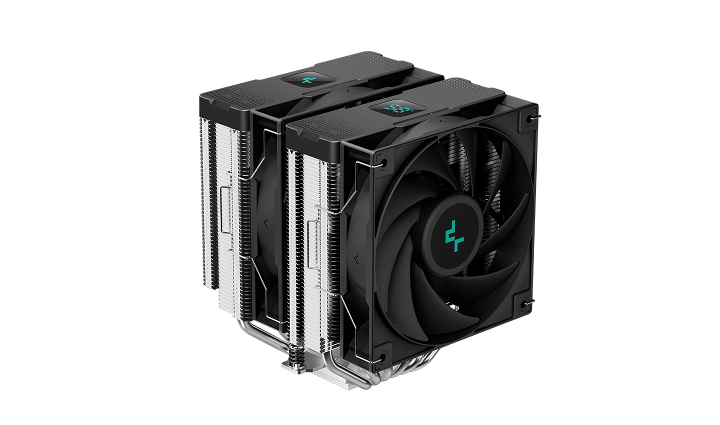 Кулер DEEPCOOL AG620 DIGITAL LGA1700/1200/115X/AM5/AM4 (8шт/кор, TDP 260W, PWM, DUAL Fan 120mm, 6 тепл. трубок, черный) RET