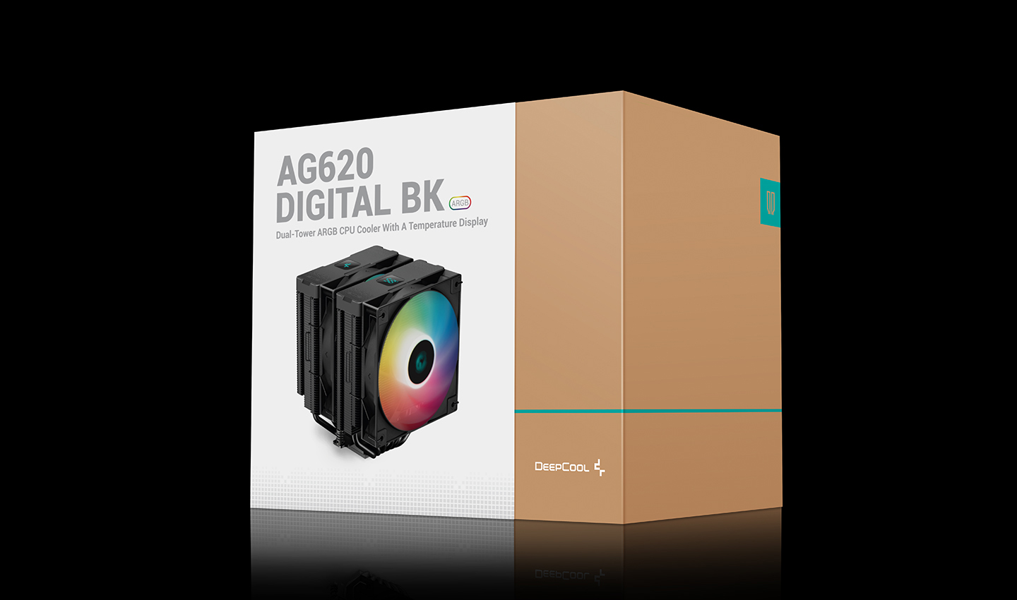 Кулер DEEPCOOL AG620 DIGITAL BK ARGB LGA1700/1200/115X/AM5/AM4 (8шт/кор, TDP 260W, PWM, DUAL Fan 120mm, 6 тепл. трубок, черный) RET