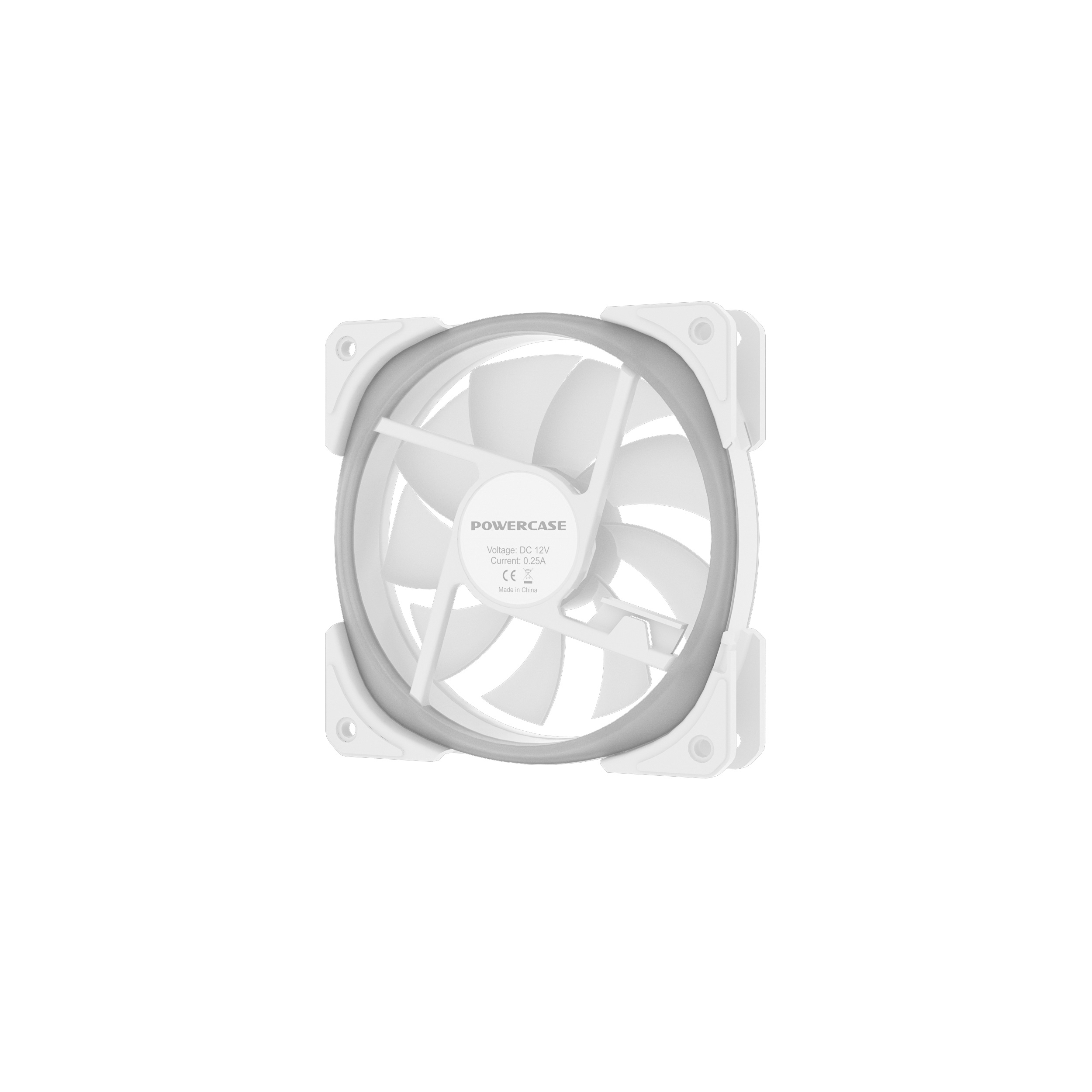 Вентилятор Powercase (CM21-12W ARGB) White 120x120x25мм (PWM, 100шт./кор, 4pin +ARGB Sync, 800-1500±10% об/мин) Bulk