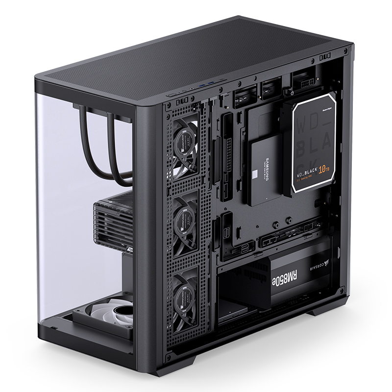 Корпус JONSBO D300 Black без БП, боковая панель из закаленного стекла, mini-ITX, micro-ATX, черный