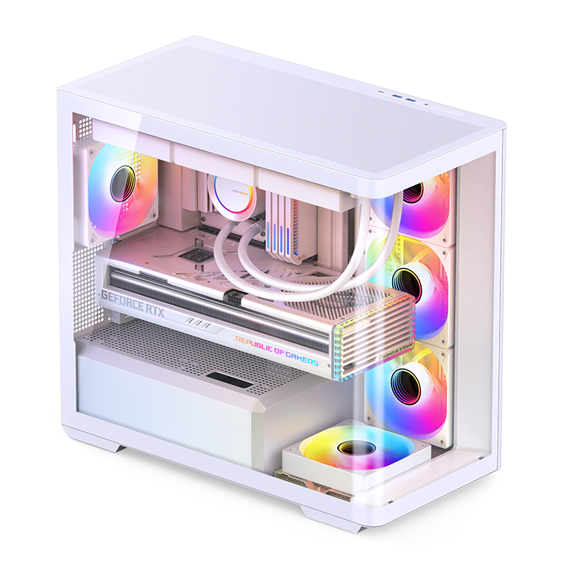 Корпус JONSBO D300 White без БП, боковая панель из закаленного стекла, mini-ITX, micro-ATX, белый