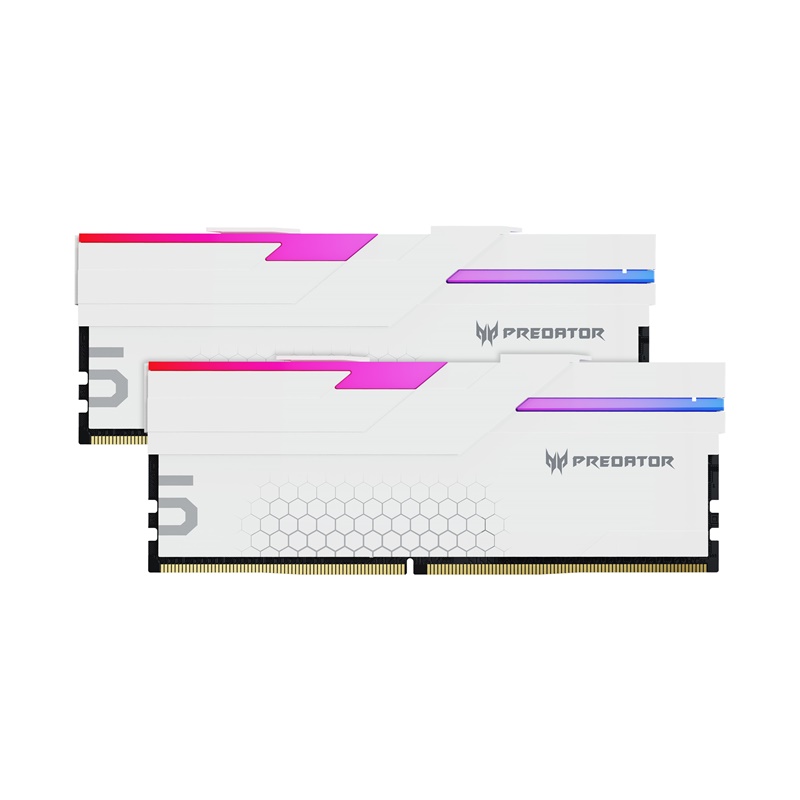 Модуль памяти DDR5 Acer Predator Hermes RGB 32Gb (2x16) 6400Mhz CL32 (32-39-39-102) 1.4V HERMES-32GB-6400-1R8-V1 White