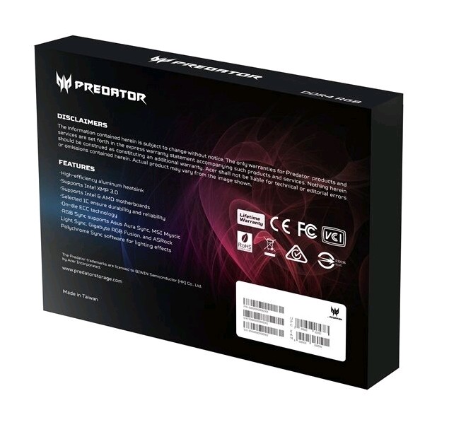 Модуль памяти DDR5 Acer Predator Hermes RGB 32Gb (2x16) 6400Mhz CL32 (32-39-39-102) 1.4V HERMES-32GB-6400-1R8-V1 White