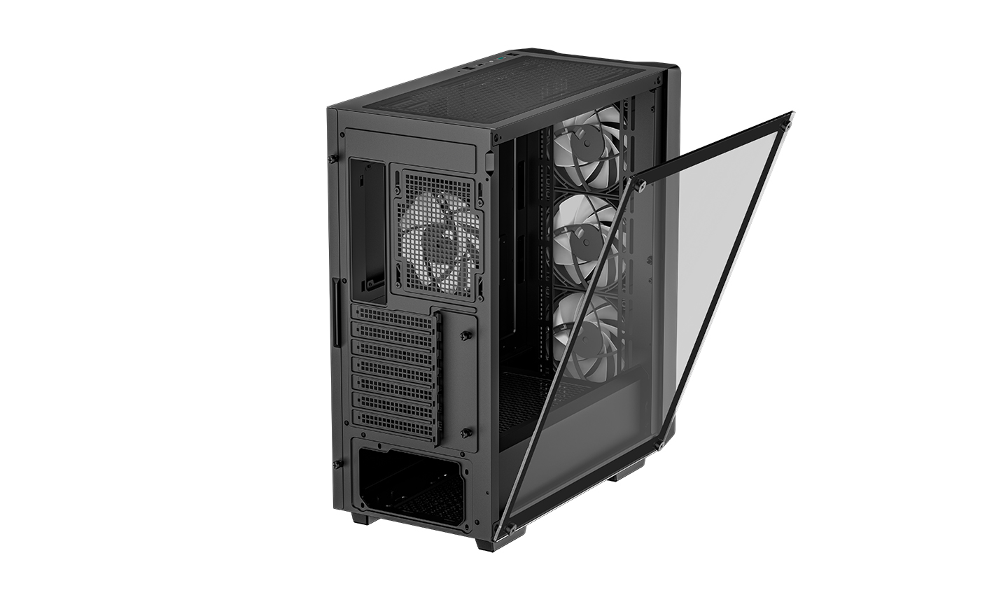 Корпус Deepcool CC560 ARGB V2 без БП, боковое окно (закаленное стекло), 3x120мм ARGB LED вентилятор спереди и 1x120мм ARGB LED вентилятор сзади, черный, ATX