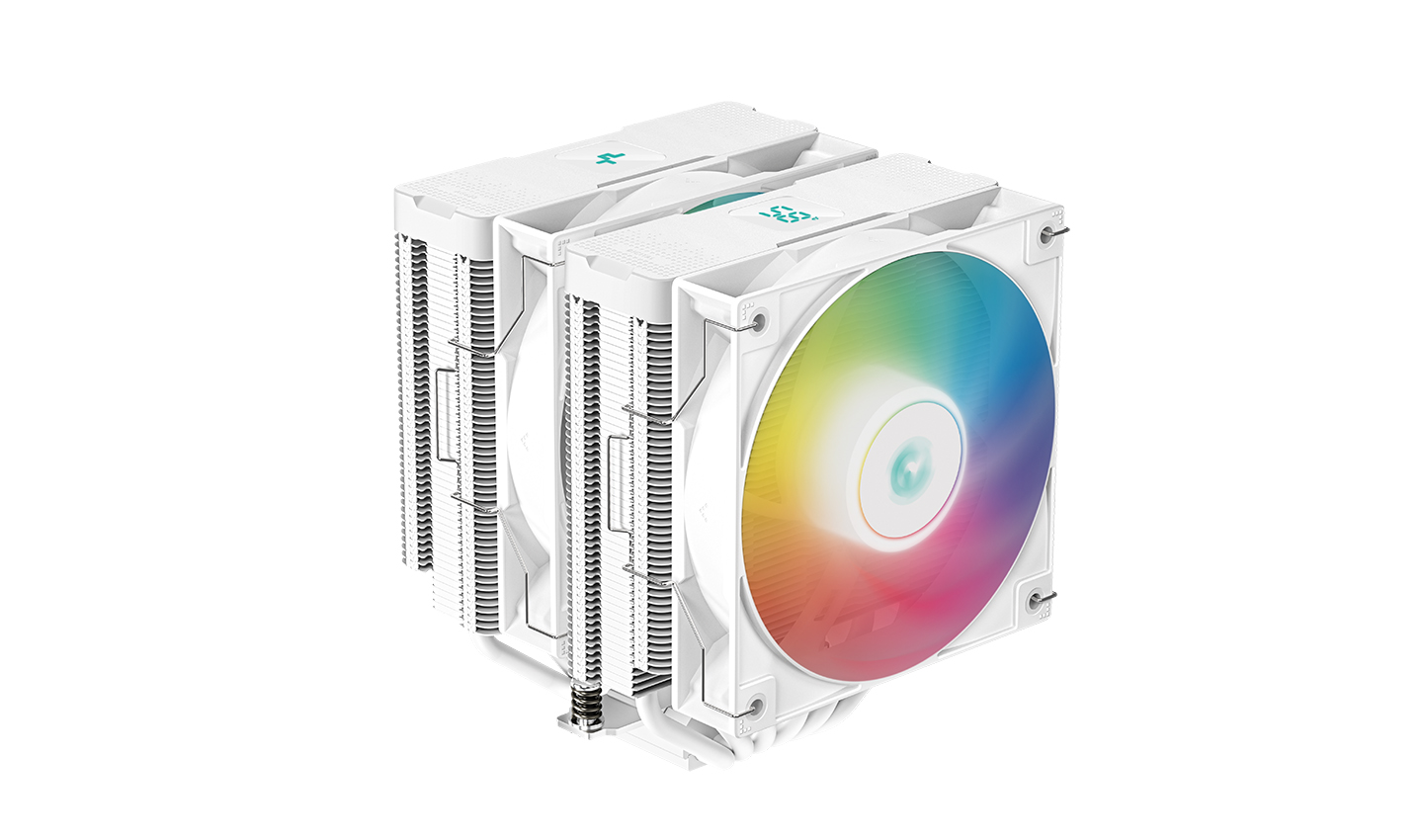 Кулер DEEPCOOL AG620 DIGITAL WH ARGB LGA1700/1200/115X/AM5/AM4 (8шт/кор, TDP 260W, PWM, DUAL Fan 120mm, 6 тепл. трубок, белый) RET