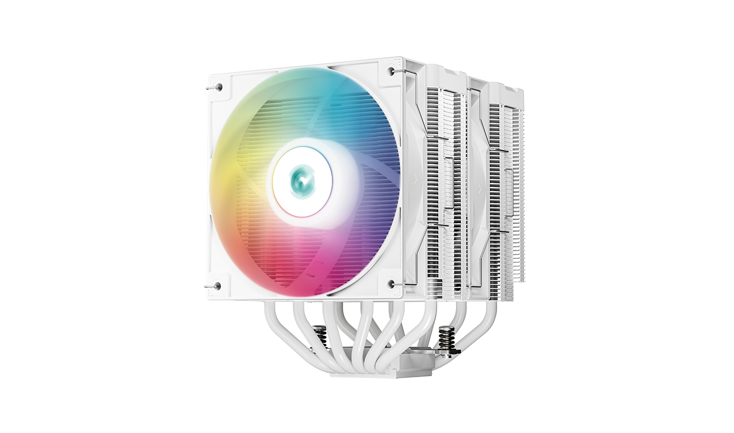 Кулер DEEPCOOL AG620 DIGITAL WH ARGB LGA1700/1200/115X/AM5/AM4 (8шт/кор, TDP 260W, PWM, DUAL Fan 120mm, 6 тепл. трубок, белый) RET