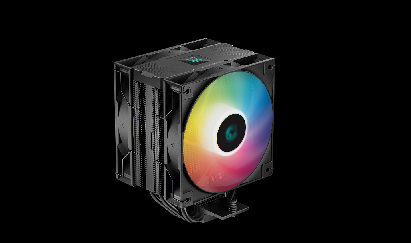 Кулер DEEPCOOL AG400 DIGITAL PLUS LGA1700/1200/115X/AM5/AM4 (9шт/кор, TDP 220W, PWM, DUAL ARGB Fan 120mm, 4 тепл. трубки, черный) RET