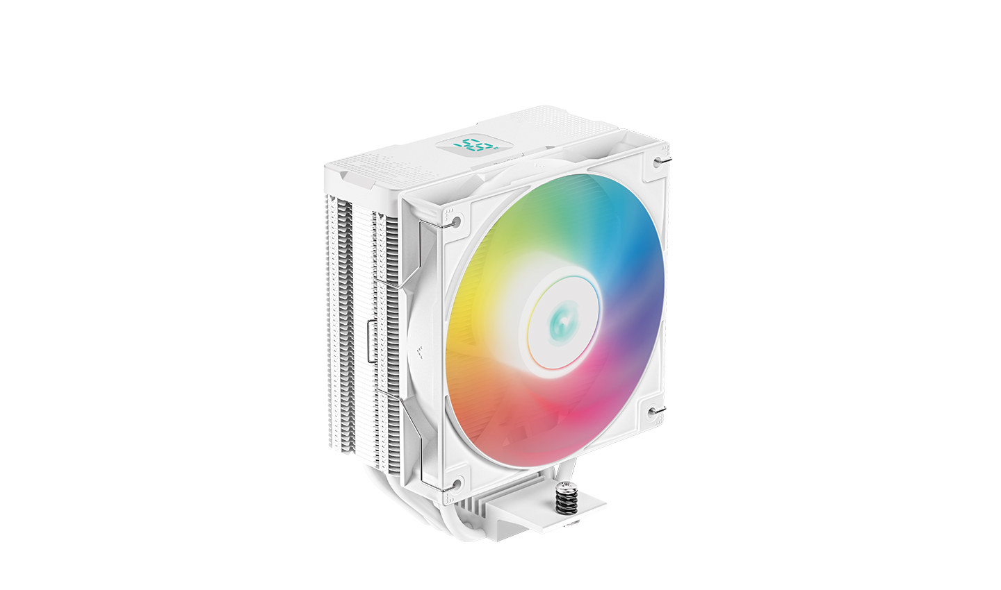 Кулер DEEPCOOL AG400 DIGITAL WH ARGB LGA1700/1200/115X/AM5/AM4 (9шт/кор, TDP 220W, PWM, ARGB Fan 120mm, 4 тепл. трубки, белый) RET