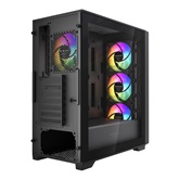 Корпус Powercase ByteFlow Black, Tempered Glass, 4x 120mm ARGB fans, ARGB HUB, чёрный, ATX  (CBFB-A4)