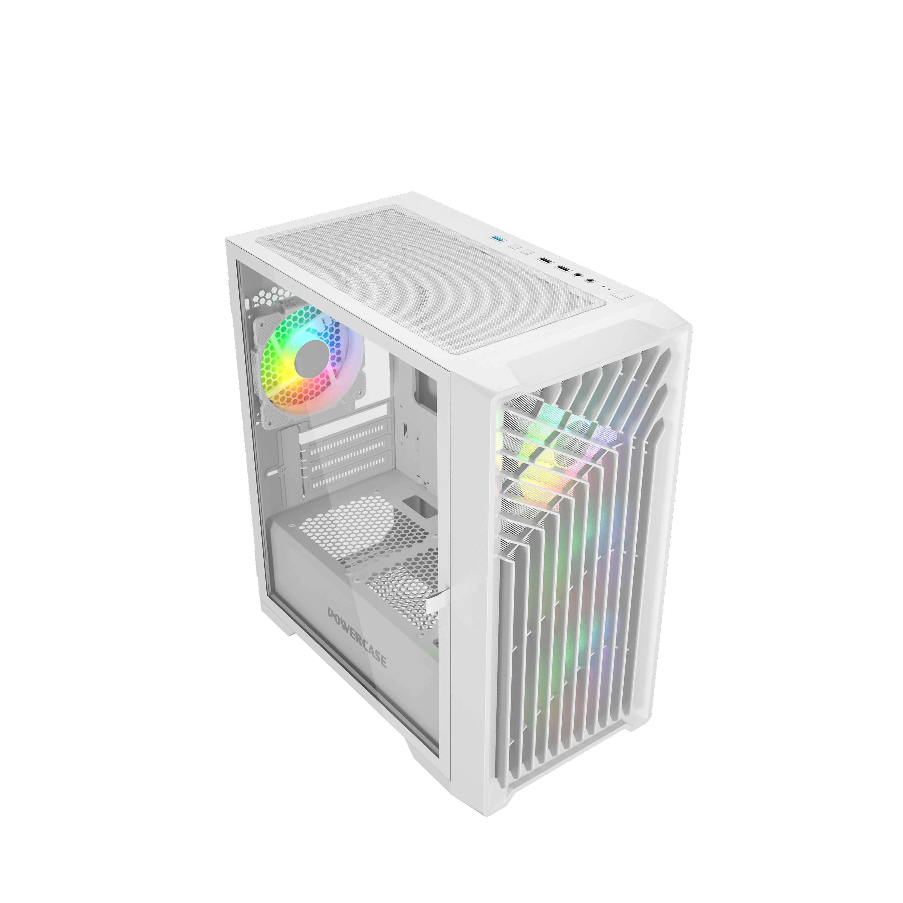 Корпус Powercase Mistral Micro X4W, Tempered Glass, 4х 120mm 5-color fan, белый, mATX  (CMMXW-L4)