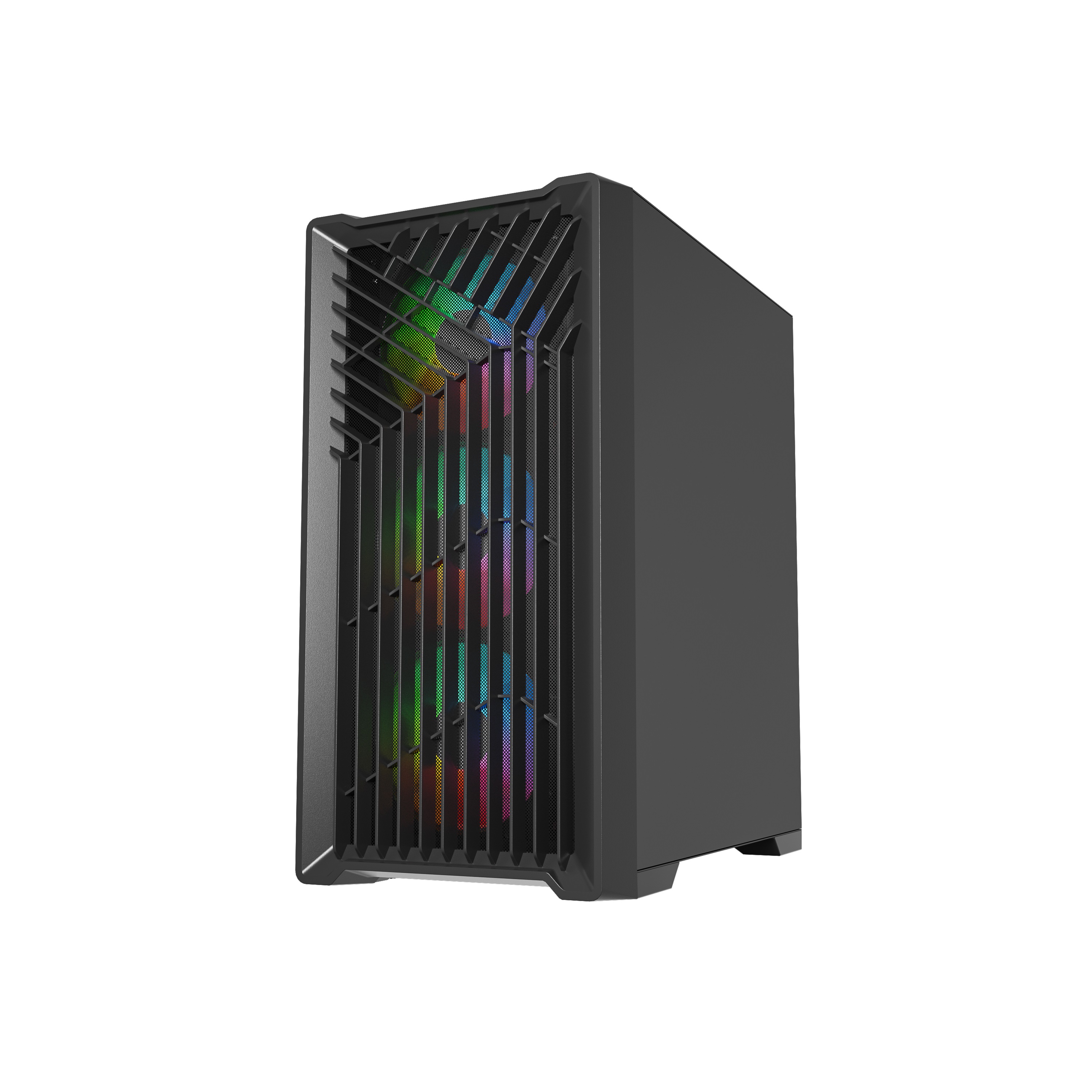 Корпус Powercase Mistral Micro X4B, Tempered Glass, 4х 120mm 5-color fan, чёрный, mATX  (CMMXB-L4)