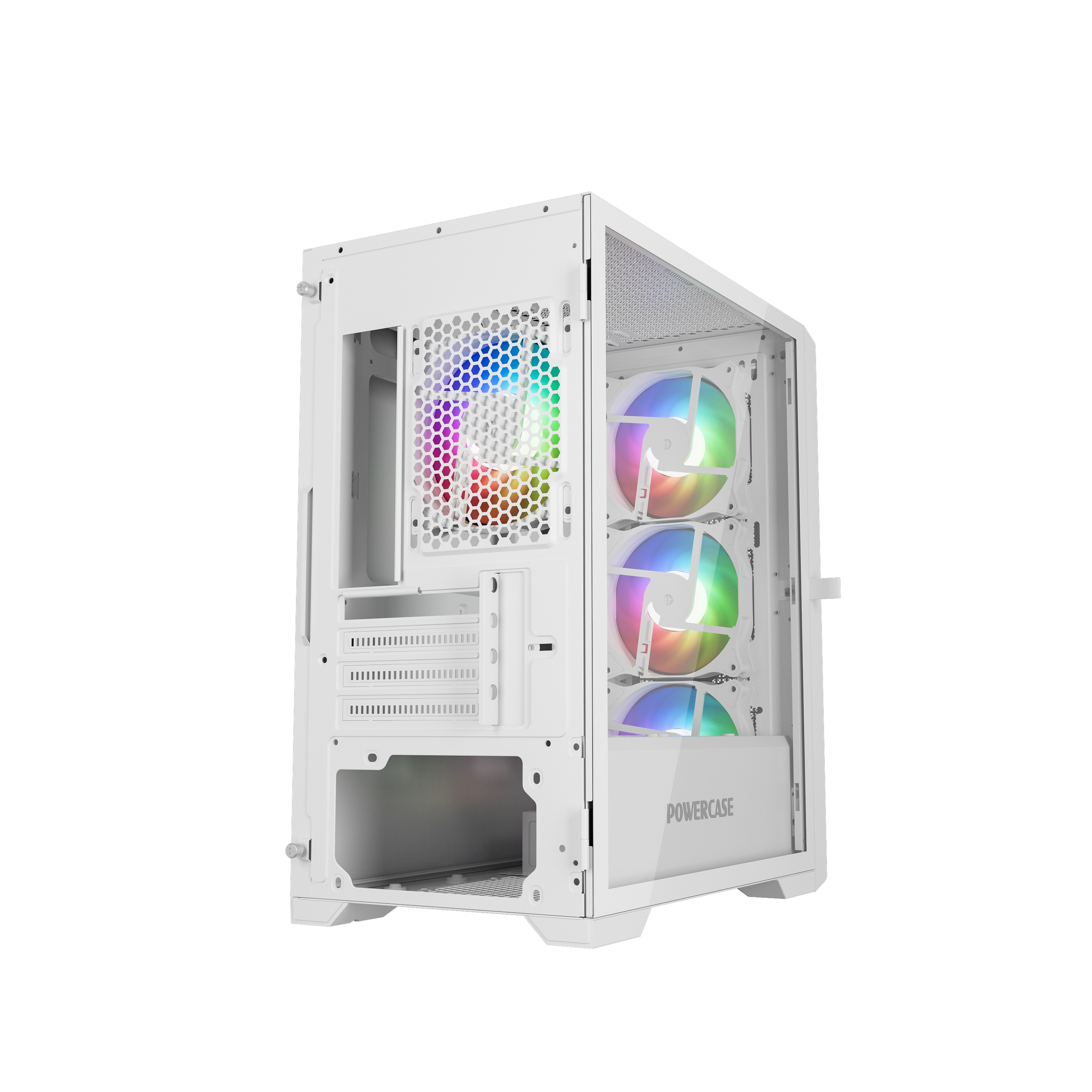 Корпус Powercase ByteFlow Micro White, Tempered Glass, 4х 120mm ARGB fans, ARGB HUB, белый, mATX  (CAMBFW-A4)