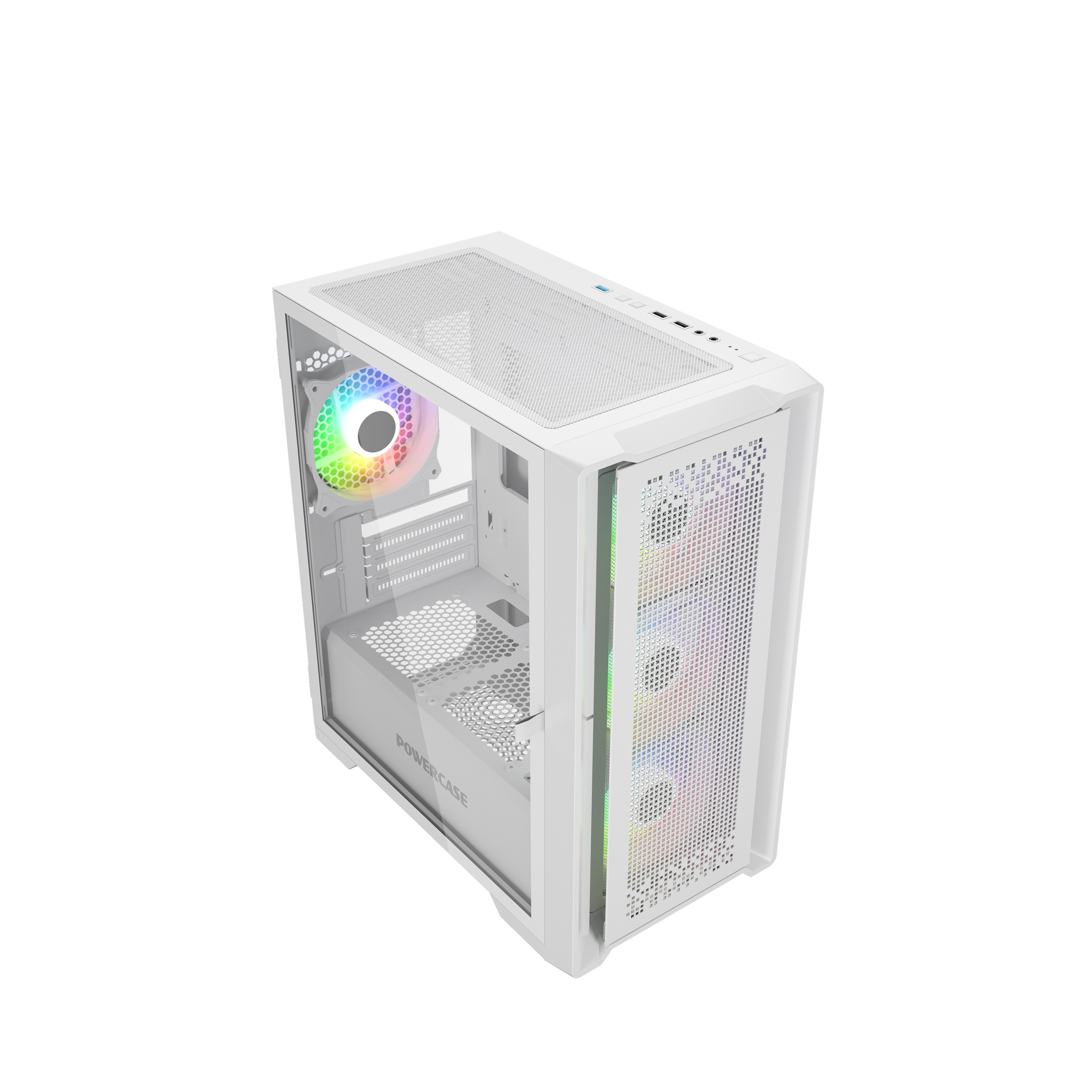 Корпус Powercase ByteFlow Micro White, Tempered Glass, 4х 120mm ARGB fans, ARGB HUB, белый, mATX  (CAMBFW-A4)