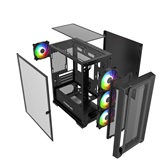 Корпус Powercase ByteFlow Micro Black, Tempered Glass, 4х 120mm ARGB fans, ARGB HUB, чёрный, mATX  (CAMBFB-A4)