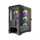 Корпус Powercase ByteFlow Micro Black, Tempered Glass, 4х 120mm ARGB fans, ARGB HUB, чёрный, mATX  (CAMBFB-A4)