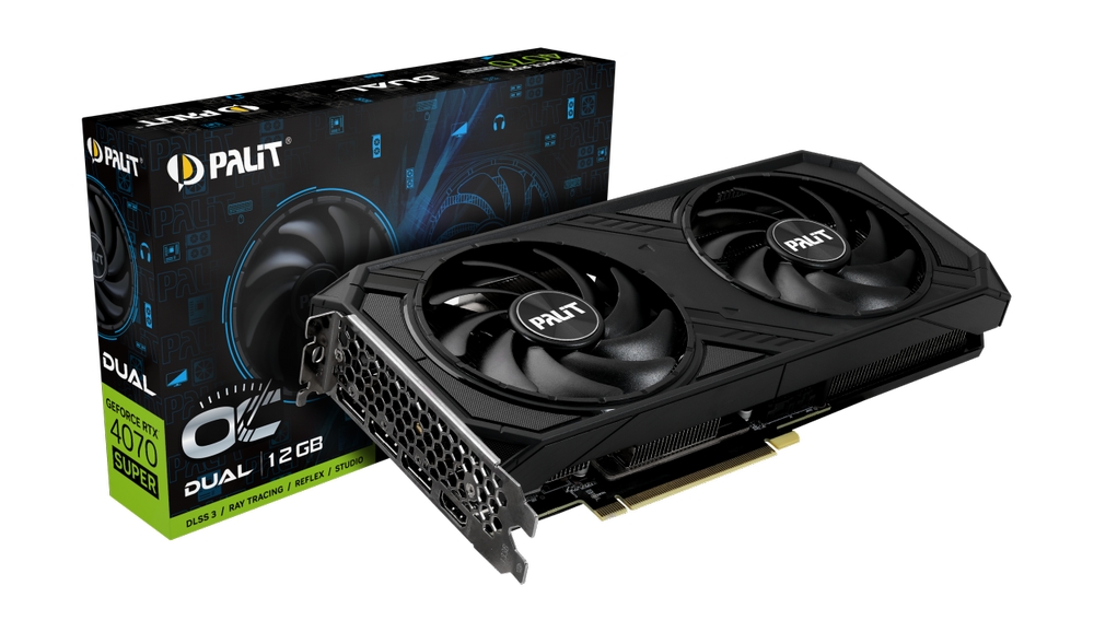 Видеокарта Palit GeForce RTX 4070 SUPER DUAL OC / 12GB GDDR6X 192bit 3xDP HDMI / NED407SS19K9-1043D