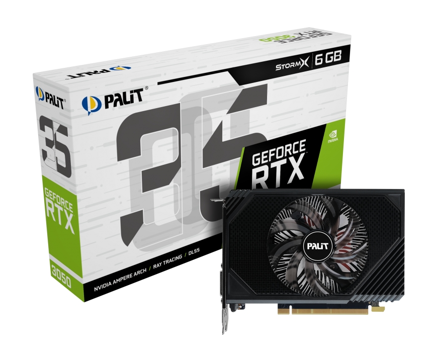 Видеокарта PALIT GeForce RTX 3050 STORMX / 6GB GDDR6 96bit DVI HDMI DP / NE63050018JE-1070F
