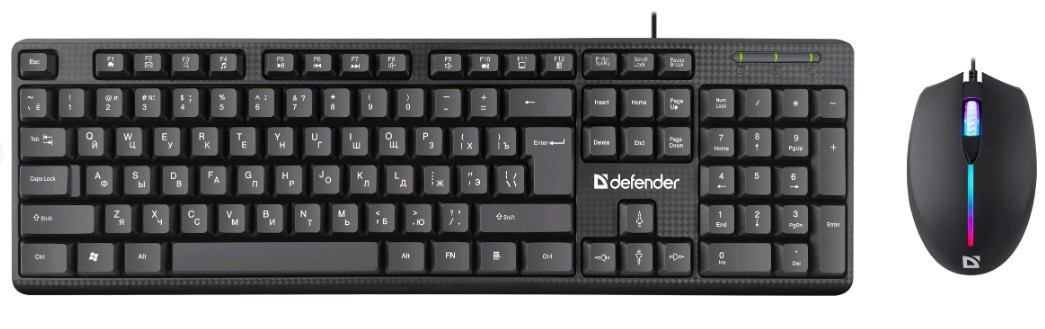 Проводной комплект клавиатура+мышь Defender Triumph C-991 черный, полноразмерный  (45991)