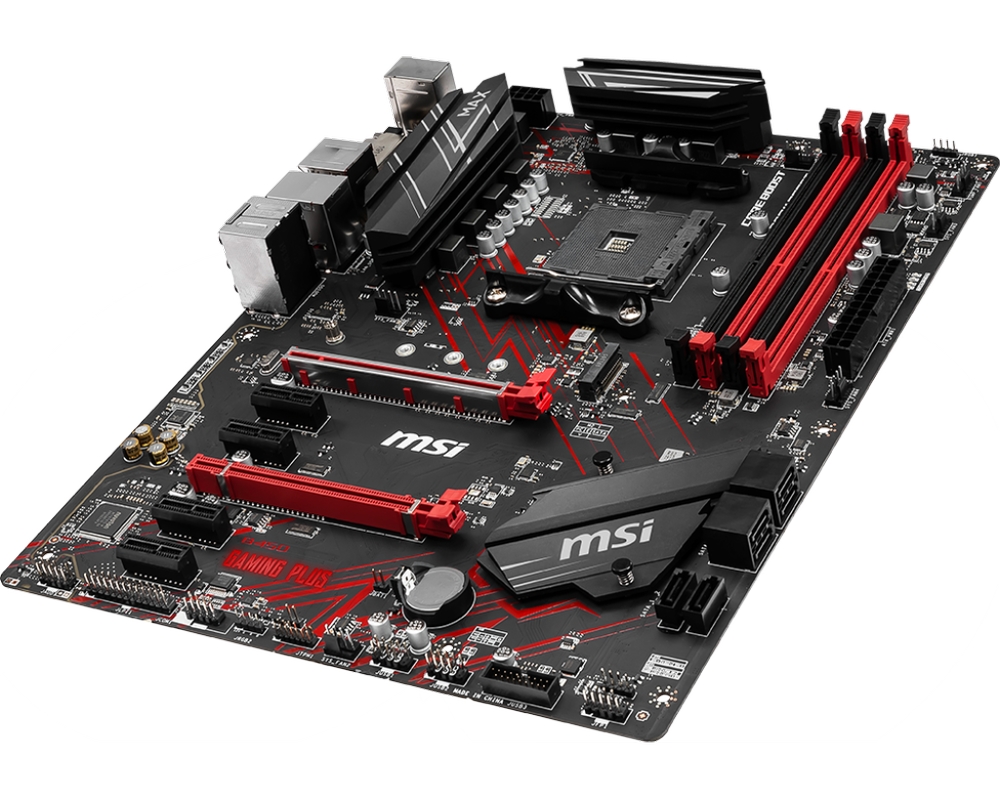 Материнская плата MSI B450 GAMING PLUS MAX / AMD B450 AM4 4xDDR4 1xM.2 6xSATA DVI-D HDMI / ATX