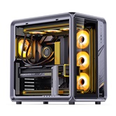 Корпус JONSBO Jonsplus BO400 без БП, боковая панель из закаленного стекла (панорама), mini-ITX, micro-ATX, ATX, серый