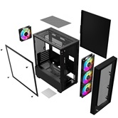 Корпус XASTRA  A401M 4FRGB Black mATX/Mesh/half size TG / 4x120mm FRGB fans/ A401M-4FC12F-BK