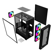 Корпус XASTRA  A401M 4ARGB Black mATX/Mesh /Screwless full-size TG/ 4x120mm ARGB PWM fans/ A401M-4FC12A-BK