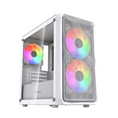 Корпус Powercase Mistral Micro A3W ARGB V2, Tempered Glass, 2x 140mm ARGB PWM+1x 120mm ARGB PWM, белый, mATX  (CMMAW-A3-V2)
