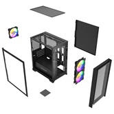 Корпус Powercase Alisio Micro Z3B ARGB V2, Tempered Glass, 3x 120mm ARGB fan, чёрный, mATX  (CAMZB-A3-V2)
