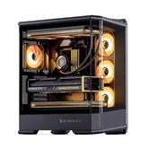 Корпус JONSBO D400 Black без БП, боковая панель из закаленного стекла (панорама), mini-ITX, micro-ATX, ATX, черный