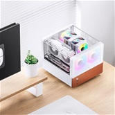 Корпус JONSBO V12 White без БП, боковая панель из закаленного стекла (панорама), mini-ITX, micro-ATX, белый