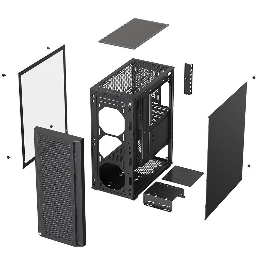 Корпус XASTRA  A311 4FRGB  Black ATX/Mesh/ full-size TG / 4x120mm FR120-FRGB fans/ A311-4FR12F