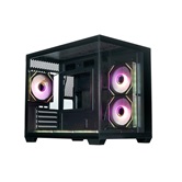 Корпус XASTRA QW500M 6ARGB-C10-UC Black mATX/Aquarium/Screewless/ 6x120mm ARGB PWM FM fans/Argb+PWM HUB 10port/Type-C/ QW500M-6FM12A-C10-UC