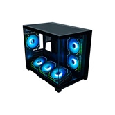 Корпус XASTRA QW500M 6ARGB-C10-UC Black mATX/Aquarium/Screewless/ 6x120mm ARGB PWM FM fans/Argb+PWM HUB 10port/Type-C/ QW500M-6FM12A-C10-UC