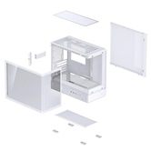 Корпус JONSBO D200 White без БП, боковая панель из закаленного стекла (панорама), mini-ITX, micro-ATX, белый