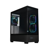 Корпус XASTRA Q500 3ARGB-FG-C10-UC Black ATX/Aquarium/Screewless/ 3x120mm ARGB PWM FG fans/Argb+PWM HUB 10port/ Type-C/ Q500-3FG12A-C10-UC