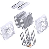 Кулер JONSBO CB80 White LGA1851/1700/1200/115X/AM5/AM4 (12шт/кор, TDP 260W, PWM, 120mm ARGB LED Fan + 120mm Black Fan, 6 тепловых трубок, 4-pin, белый) Retail