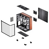 Корпус JONSBO TK-4 Wood, TG (aquarium), 6x140mm ARGB Fan, 2x92mm ARGB Fan, mini-ITX, mATX, ATX, черный