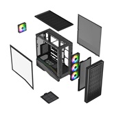 Корпус Powercase Intro ARGB, TG, Type-C, 4x 120mm ARGB PWM Fans, ARGB+PWM HUB, Nylon filters, чёрный, ATX  (CJ235IB-A4)