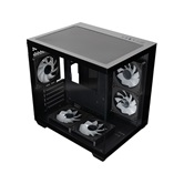 Корпус XASTRA QW400M 5ARGB-C6-AC Black mATX/Aquarium/Screewless/5x120mm ARGB PWM FM fans/Argb+PWM HUB 6port/Type-C+USB3.0 (1 USB3.0 кабель)/ QW400M-5FM12A-C6-AC