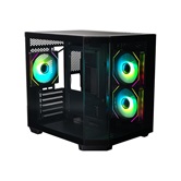 Корпус XASTRA QT400M 3ARGB-C6-AC Black mATX/Aquarium/Screewless/3x120mm ARGB PWM FM fans/Argb+PWM HUB 6port/Type-C+USB3.0 (1 USB3.0 кабель)/QT400M-3FM12A-C6-AC