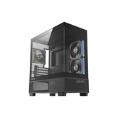 Корпус Powercase Vision Micro S4B V2, Tempered Glass, Type-C, 3x 120mm ARGB PWM Fan, ARGB+PWM HUB, чёрный, mATX  (CVMMSHBV2-A3)