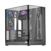 Корпус 1STPLAYER OV8S Black / ATX BTF / 9.16" LCD display / 5x120mm ARGB fans & hub / OV8S-BK-1FP7R-3-1FP7-2-HUB3